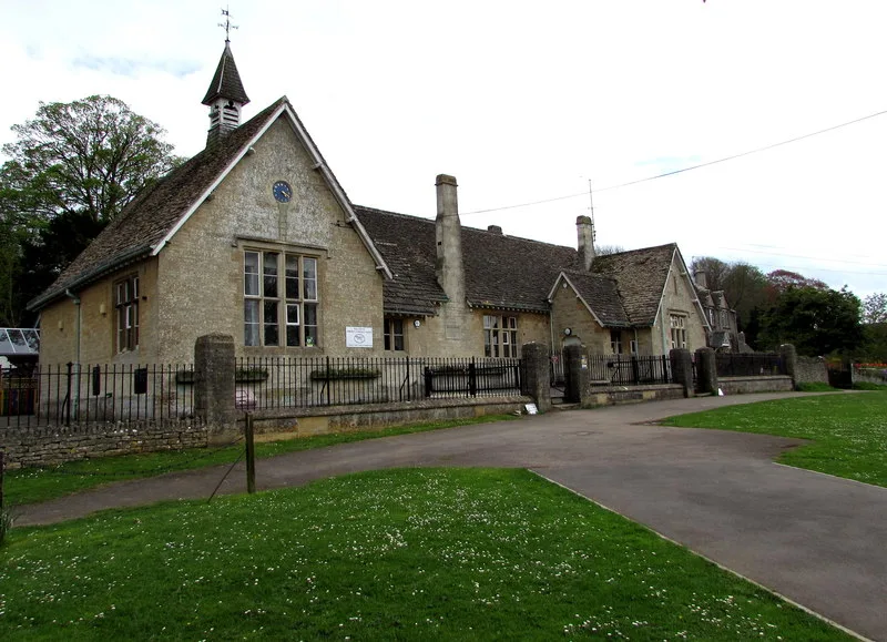 Amberley Parochial School, the village primary on the edge of Minchinhampton Common. The photo was taken in 2018