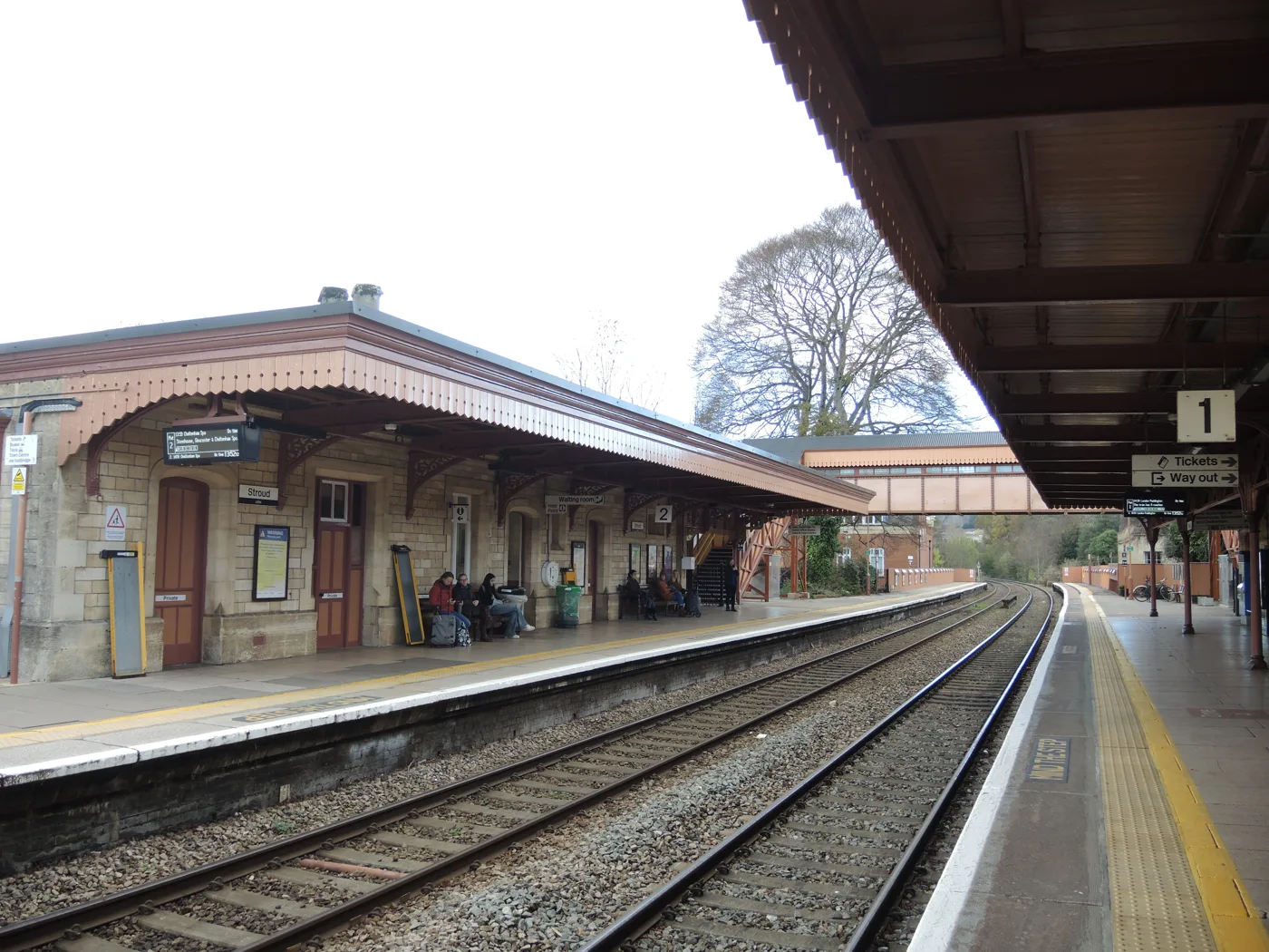 Stroud station on the Golden Valley line. Its London trains run through to Cheltenham, which is why the Paddington engineering work matters here.