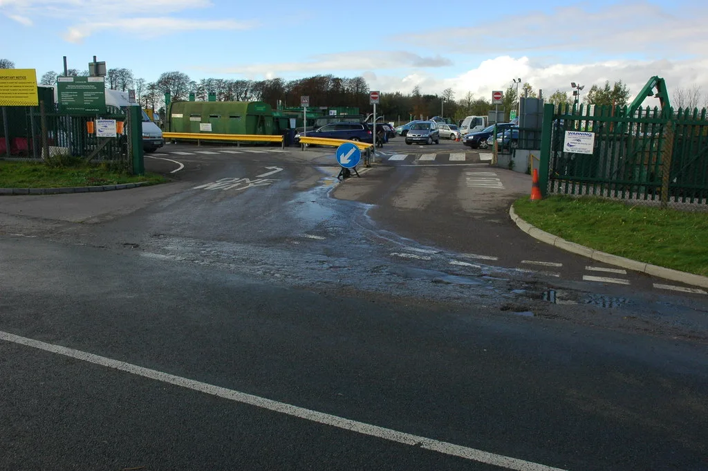 The entrance to Pyke Quarry Household Recycling Centre on the B4058 west of Horsley, the Stroud district's only tip.