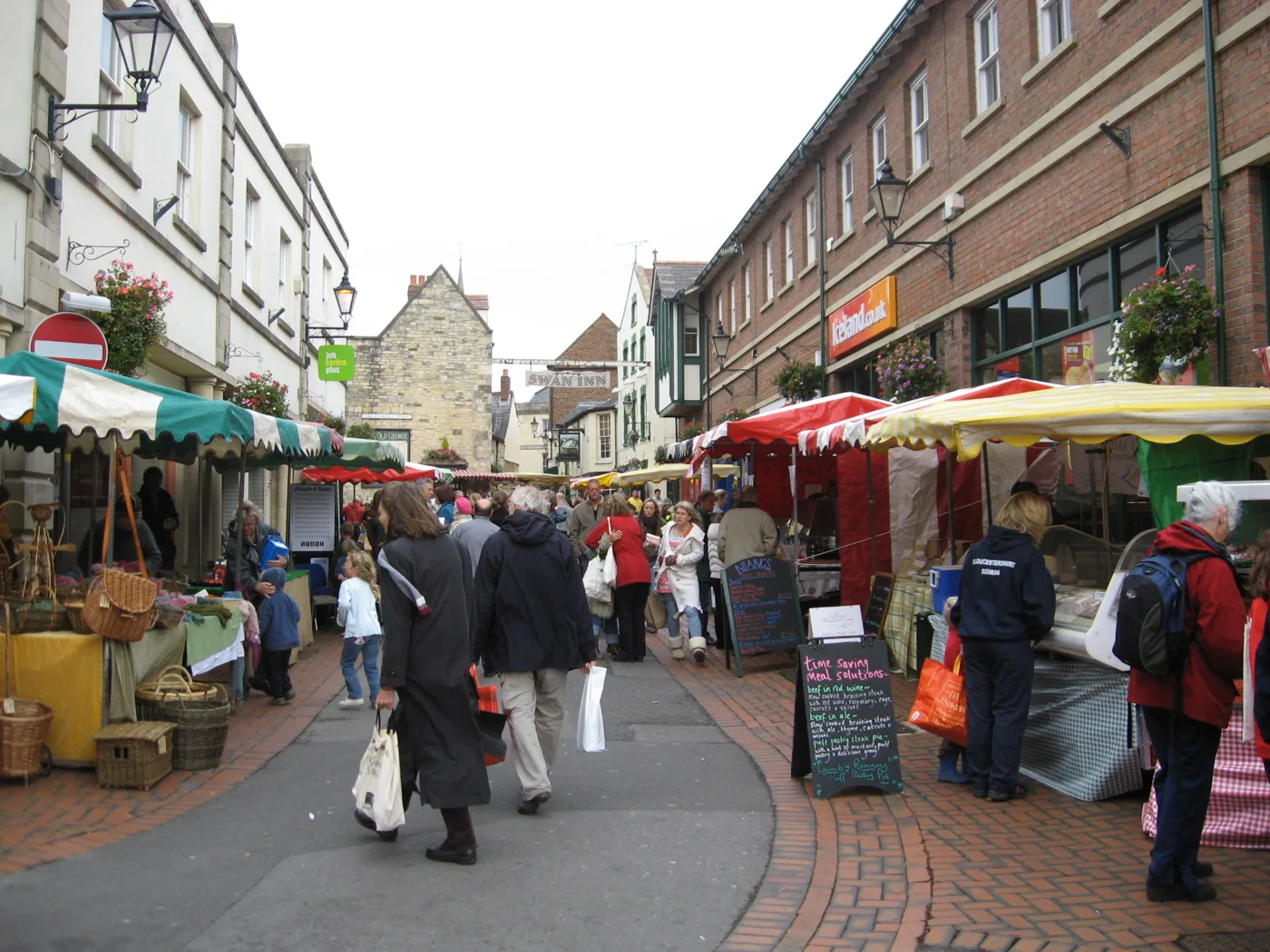 Saturday farmers' market stalls in Stroud town centre, run every week by Fresh-n-Local
